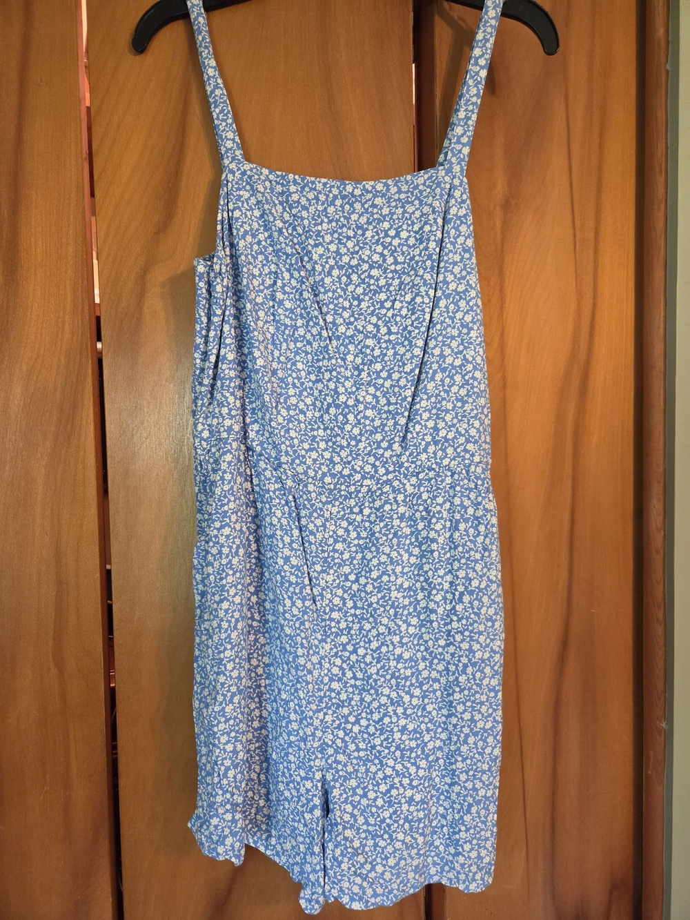 Blue Floral Spaghetti Strap Romper Old Navy